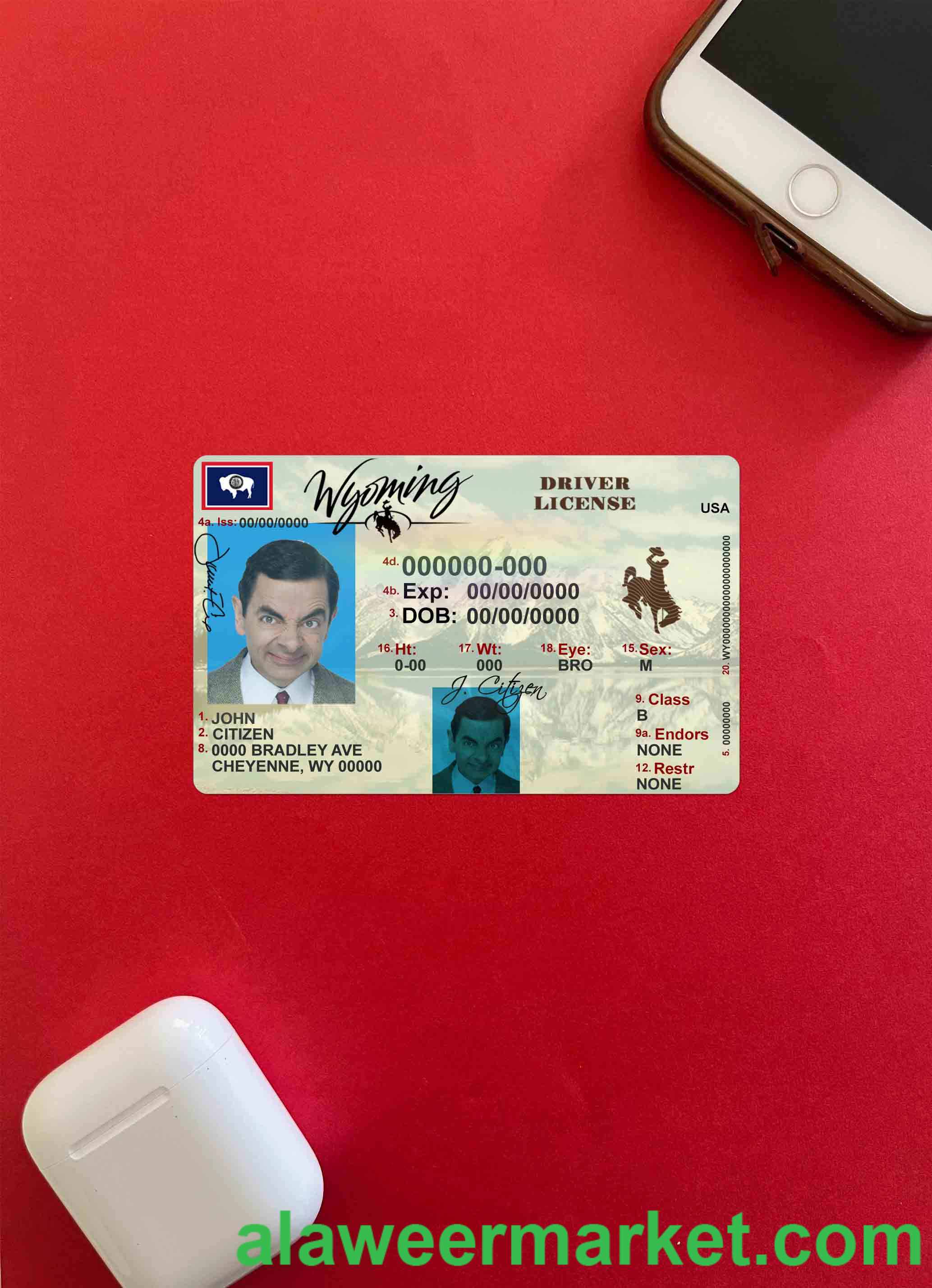 USA Wyoming state driving license photolook FRONT